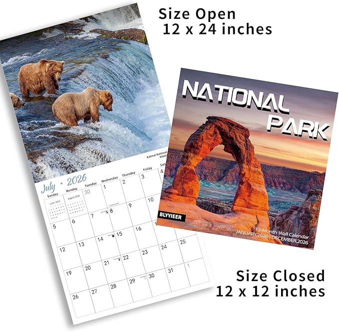 2026 Wall Calendar, NATIONAL PARKS Calendars,2026 Monthly Calendars, Wall Calendar 2026,Thick Glossy Paper, Organizing & Planning & Giftable