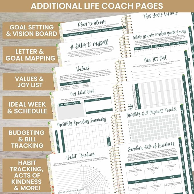 bloom daily planners 2025 Planner - Calendar Year Day Planner (January 2025 - December 2025) - 5.5” x 8.25” - Weekly/Monthly Agenda Organizer Book with Stickers & Bookmark - Garden Party, Beige