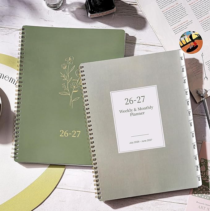 Planner 2026-2027 - 2026-2027 Planner Weekly and Monthly with Tabs, 9’’ × 11’’, July 2026 - June 2027, Hardcover, 12 Monthly Tabs, Premium Paper, Twin-wire Binding, Inner Pocket