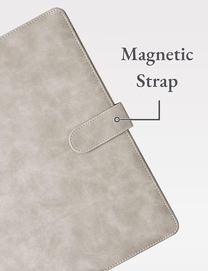 Mymazn Padfolio Portfolio Folder, Faux Leather Interview Resume Folder with Document Organizer & Business Card Holder, Letter-Sized Notepad Legal Pad Holder for Men Women (Grey)