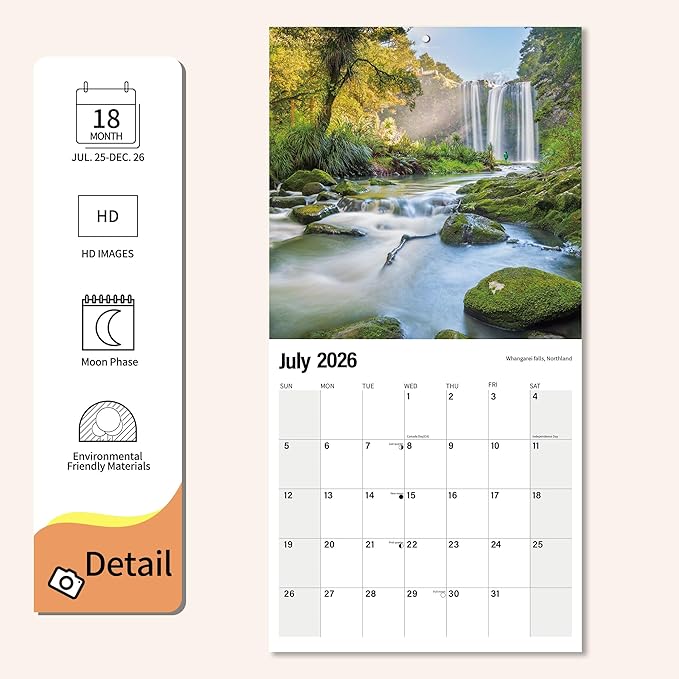 Wall Calendar 2025-2026 Planner Calendar - New Zealand Hangable Monthly Wall Calendar with Large Blocks for Organizing & Planning, Academic Schedule, Home, Office & family, Thick & Sturdy Paper (12"x24" Open)