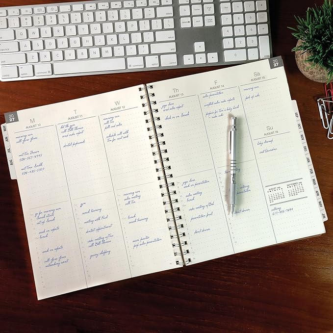 ESSENTIAL 2026-2027 Monthly & Weekly Planner with Tabs, 7"x9": 14 Months (May 2026 - June 2027), Professional, Simple, Easy-to-Use Design and Frosted Poly Cover for Extra Protection (Frosted)
