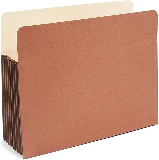 Staples Recycled Reinforced File Pockets, Letter Size, Extra‑Wide 7‑Inch Expansion, Heavy‑Duty Brown Accordion Folders – 10/Carton