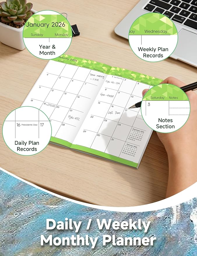 Pocket Calendar 2026-2028 Art Series, Monthly Planner Jan 2026 to Jul 2028 (3.7" x 6.7") Perfect Purse Calendar, Pocket Agenda with Protective Plastic Sleeve-Woman