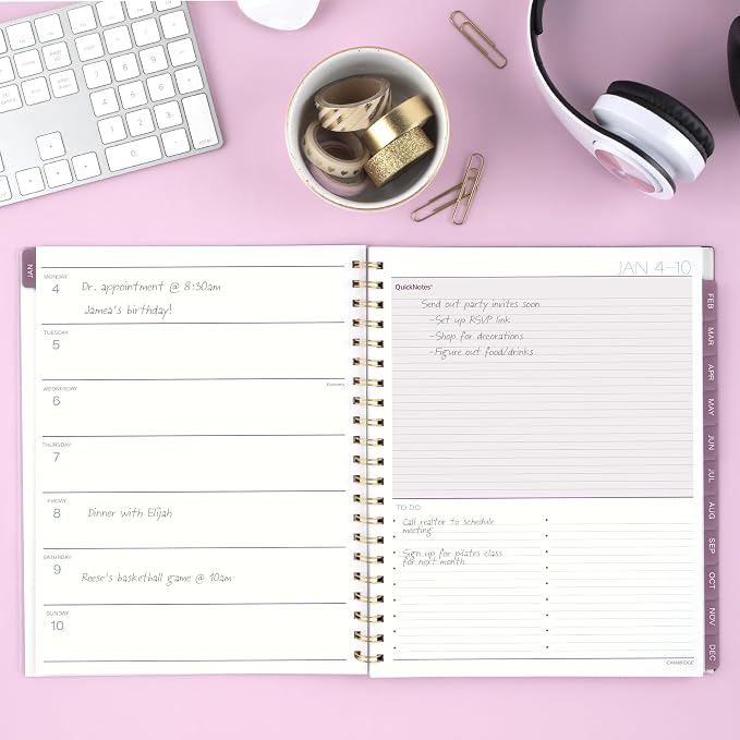 Mead Cambridge 2027 Planner, Weekly & Monthly, 8.5" x 11", Blush Blossom (1855-905-27)