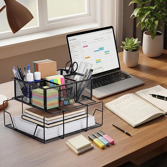 Duraaamo Black Team Material Metal Caddy 11.25 x 12.5 Inch, Classroom Table Storage Caddy, Teacher Supply Storage Basket Organizer for Classroom Supply, Office, Table, Desk, Craft Art, Pencil, Crayon