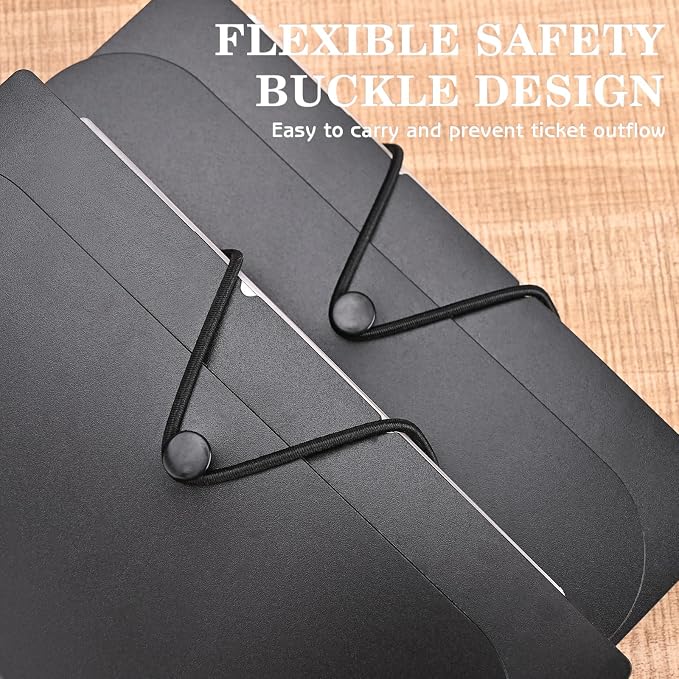 2Pcs Receipt Coupon Holder Organizer, 13 Pockets Small Accordian File Organizer, Expanding File Folder with Colorful Tabs, A6 Size for Cards, Check, Tickets, Monthly Bills Storage (Black)
