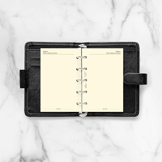 Filofax Calendar Diary Refill, Mini Size, Day on One Page with Appointments, Ruled, Cotton Cream Paper, Multilingual: Four Languages, 2025 (C68142-25)