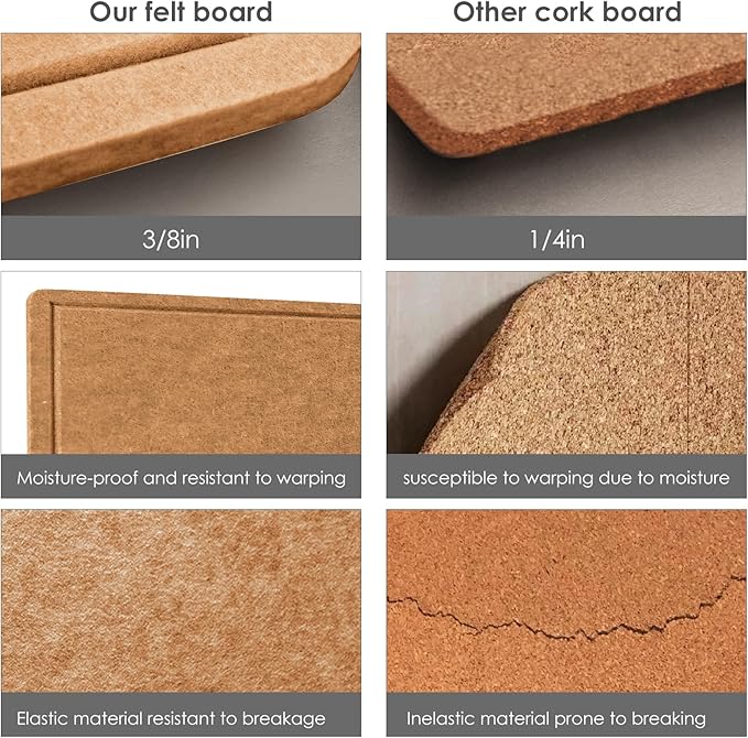 Lightomorrow Bulletin Board, 35 x 17 1/2 inches Felt Board - Decorative Pin Board, Cork Board Alternative for Wall, Foldable Self-Adhesive Vision Board Prayer Board with 20 Pushpins-Apricot