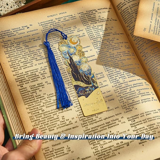 8 PCS Metal Bookmark with Tassel, Van Gogh Book Marks for Reading Women & Men, Book Lovers Gift