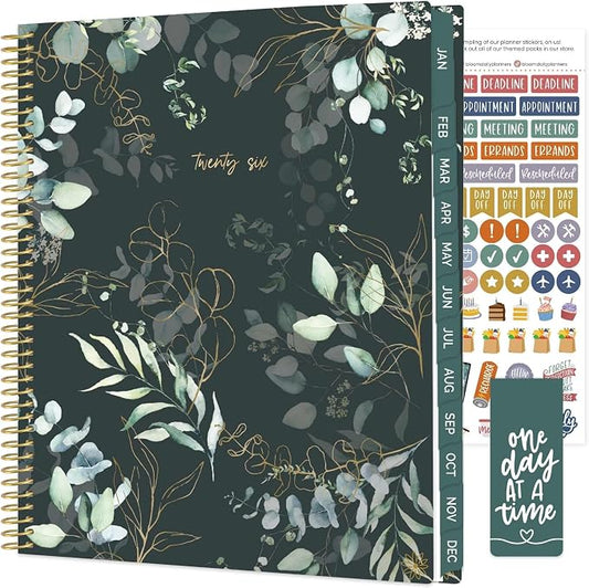bloom daily planners 2026 Planner (January to December) - 8.5” x 11” Weekly & Monthly Dated Agenda Organizer Book with Stickers & Tabs - Flexible Soft Cover - Eucalyptus, Green