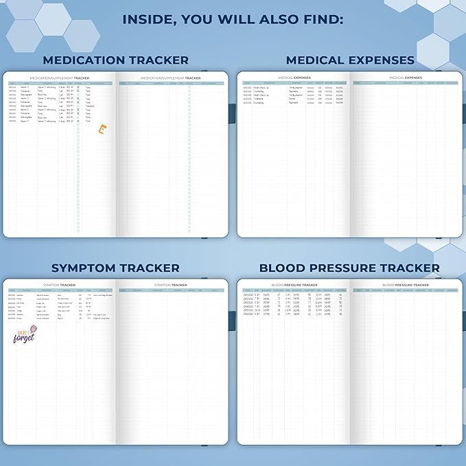 Clever Fox Large Medical Planner 12-Month – Medical Notebook, Health Diary, Wellness Journal to Track Health – 12 Months, 7x10.5″ (Mystic Blue)