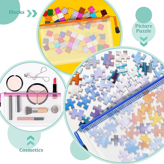 12pcs Mesh Zipper Pouch Bags Small, 8.2x4.6 Inches Zipper Pencil Bags, 12 Colors Pencil Pouch Bulk, Reusable Pencil Bags for Office Supplies and Travel Storage