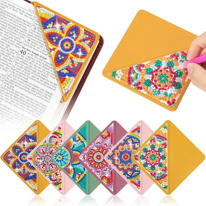 6 PCS Diamond Art Bookmarks, Diamond Painting Bookmarks for Book Lovers 5D DIY Bookmark Corner Bookmark Adults Crafts Diamond Art Kits for Home Office Beginner Adults Gift