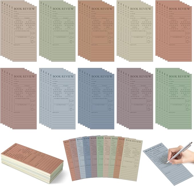 L1rabe Boho Book Review Bookmarks - Back to School Gift 120Pcs Book Page Marker Reading Log for Readers Bookworm Bookish Gift, Reading Page Tracker for Students Teachers Women to Review & Tracker