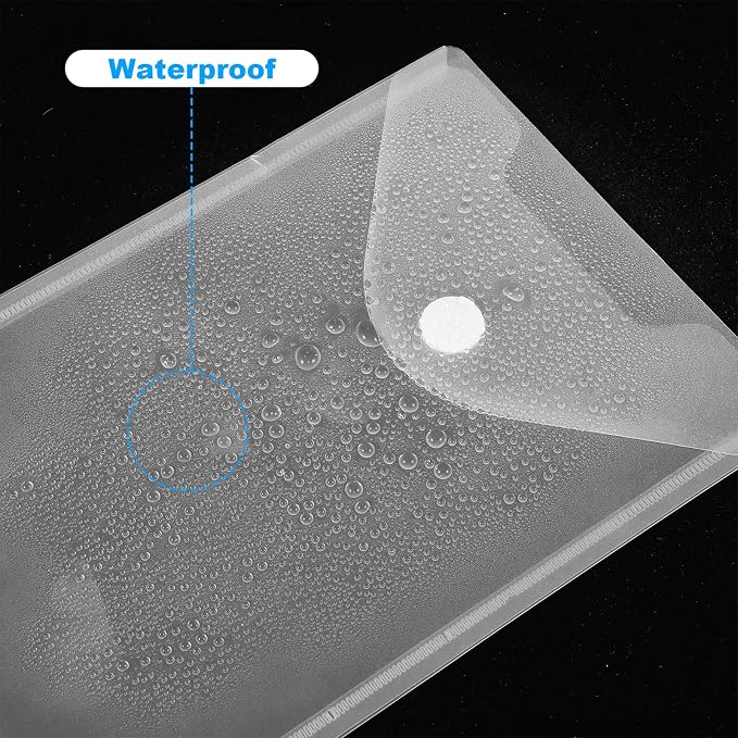 48 Pcs A5 Plastic Envelopes Die Cut Storage Pockets 7 X 10 Resealable Waterproof Clear File Folder with Snap Closure for Photos DIY Scrapbooking Paper Card Craft Organizer Office Supplies