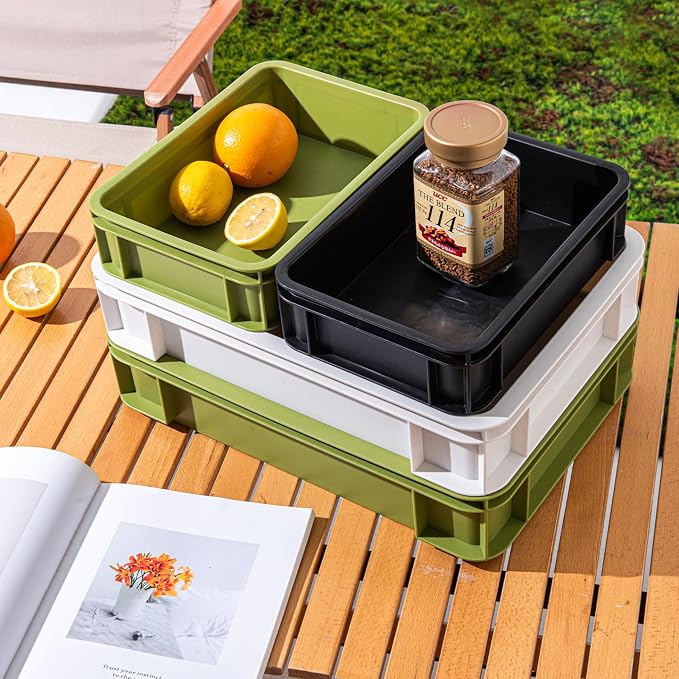 Large Desktop Organizer, Stackable Storage Box for Desk & Office Supplies Made from Durable, PP Plastic10.63''*7.4''*2.95''(Beige, 6Medium)
