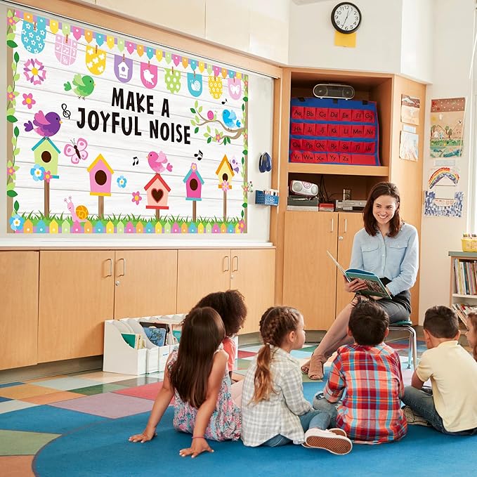 Spring Bulletin Board Decorations Spring Classroom Make A Joyful Noise Spring Bulletin Board Set Spring Birds Flowers Cutouts for Teacher School Office Chalkboard Wall Library Window Home Decor