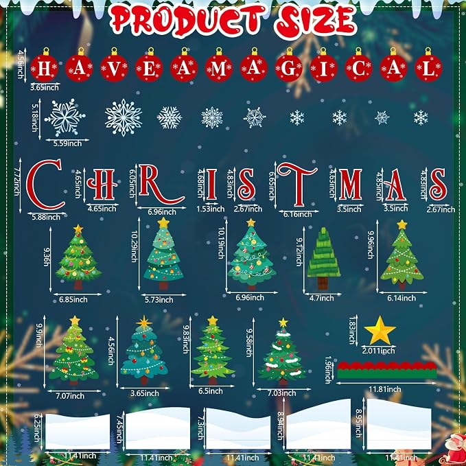 Containlol 65 Pcs DIY Christmas Tree Bulletin Board Set Christmas Classroom Bulletin Board Decorations 3D Xmas Tree Cutouts DIY Crafts Set for Winter Xmas Holiday Birthday School Home Wall Door Decor