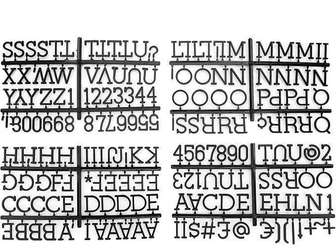 1 Inch Letters for Felt Letter Board, 188 Pieces Including Characters, Numbers & Symbols for Changeable Plastic Message Boards by Veskaoty (Black)