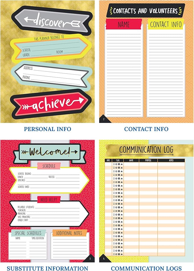 Carson Dellosa Aim High Teacher Planner 2025-2026, Undated 8" x 11" Lesson Plan Book With Stickers, Class Schedule and Weekly Calendar School Supplies, Classroom Must Haves and Homeschool Essentials