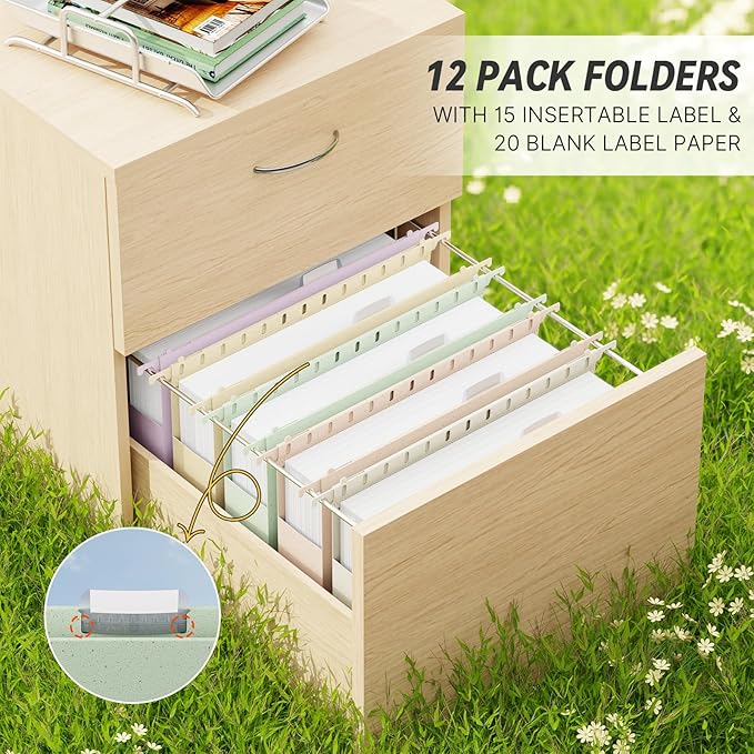 XINGIA Legal Size Hanging File Folders Extra Capacity,2'' Expansion File Folders Hanging with Tabs,12 Pack Wheat Straw File Cabinet Folders for School Office,Plastic Heavy Duty Hanging File Organizer