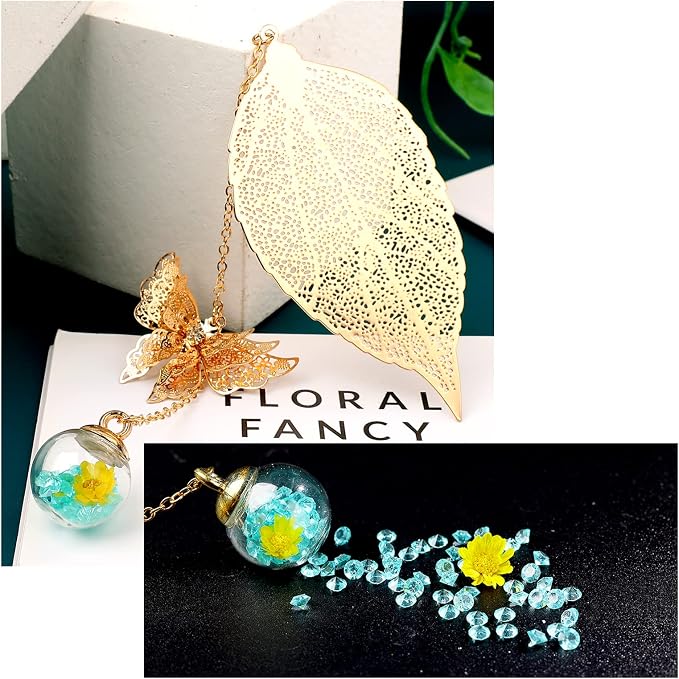 Toirxarn Metal Leaf Bookmark with Butterfly Charm – Christmas Stocking Stuffer for Women & Teachers – Cute Small Gift for Book Lovers & Holiday Inspiration