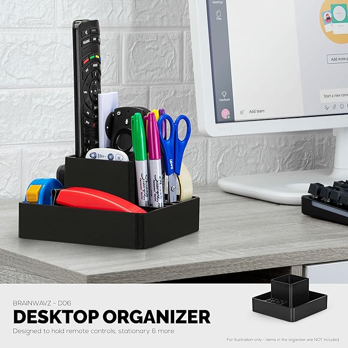 BRAINWAVZ Pen Holder & Desktop Stationary Organizer, TV Remote Control & Office Supplies, For Pens, Pencils, Scissors, Staplers Other Small Home Office Supplies & Accessories (D06)