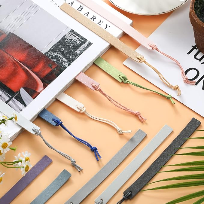 Kosiz 12 Pcs Leather Bookmarks Colorful Engravable Blank Leather Bookmarks Back to School Gifts for Men Women Teachers Students Book Lovers Reading Supplies(Pastel)