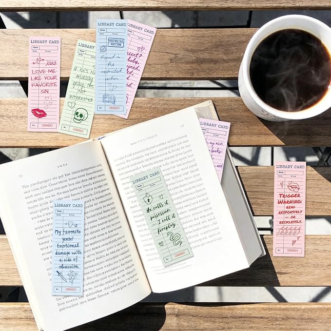 120 Pcs Spicy Romance Paper Bookmarks, Funny Smut Library Card Paper Bookmark Bulk for Women Man, Retro Library Page Marks for Adults Reading Lovers Bookish Accessories Gifts