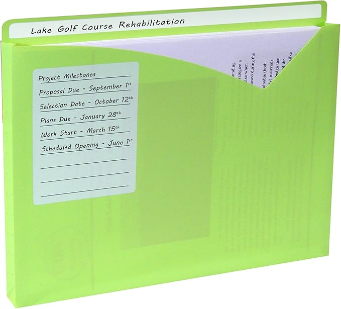 C-Line Write-On Poly File Jackets, Straight Tab, Letter Size, Assorted Colors, (Pack of 125)