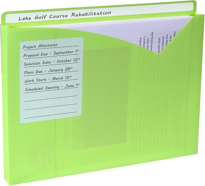 C-Line Write-On Poly File Jackets, Straight Tab, Letter Size, Assorted Colors, Pack of 25