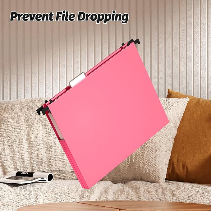SHUTEX Hanging File Folders Letter Size, 12 Pack File Folders Hanging with Tabs, File Cabinet Folder, 1 Inch Plastic Filing Folders Hanging Expandable for Bulk Files/Medical Charts, Assorted Colors