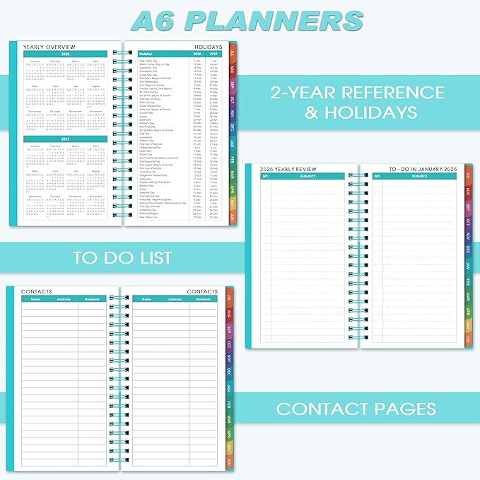 2026-2027 Pocket Calendar/Planner - Weekly & Monthly Pocket Planner for Purse, Jul. 2026 - Jun. 2027, 6.8" x 4.1", Strong Twin - Wire Binding, Plastic Cover