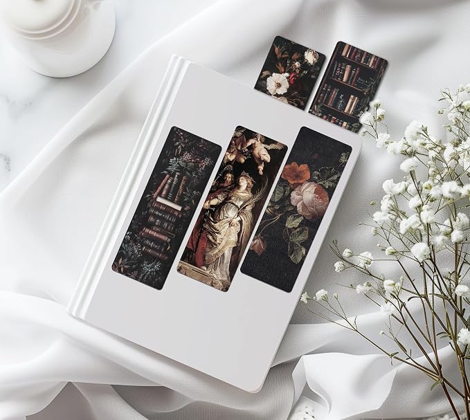 TwoDays Dark Academia Bookmarks for Women, Dark Romance Stuff for Book Lovers, Moody Gothic Book Accessories for Bookish. (Set of 10, 6'' x 2'')