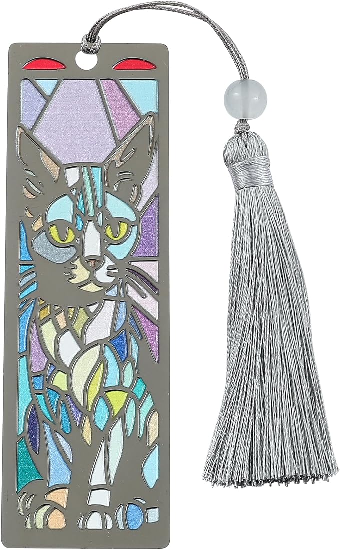 Vibrant Windowsill Cat Bookmark with Tassel - Exquisite Brass Bookmark for Book Lover Gifts, Reading Supplies Books Accessories Gifts for Friends