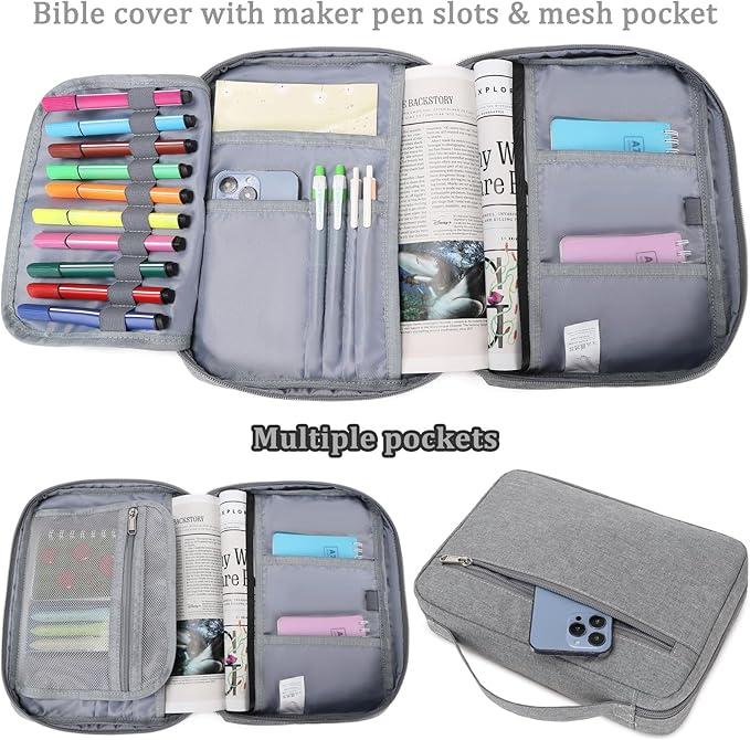 JIANYA Bible Covers for Women - Womens Bible Cover Case Bible Bag with Pocket and Handle - Book Cover Bible Carrying Case, Pink