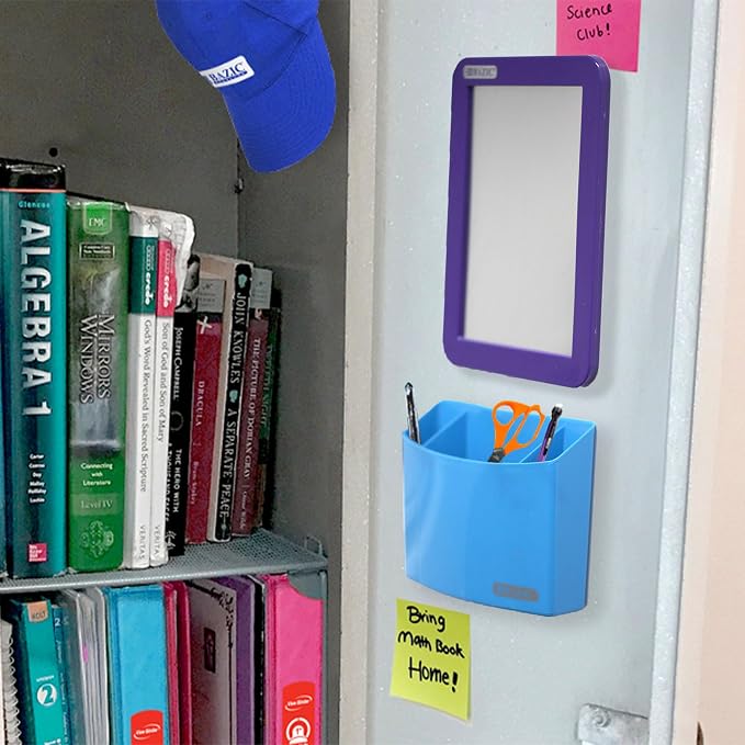 BAZIC PRODUCTS Magnetic Locker Storage Box, 3 Compartments, Magnetic Poly Bin, Grab-and-Go Opening, for School Gym Lockers, Case of 12