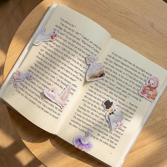 Goose Magnetic Bookmarks Gifts - 15 Pcs Silly Cute Funny Bookmark for Women Kids Book Lovers Students Bookworms Birthday Graduation Gift Magnet Page Clips School Office Reading Accessories