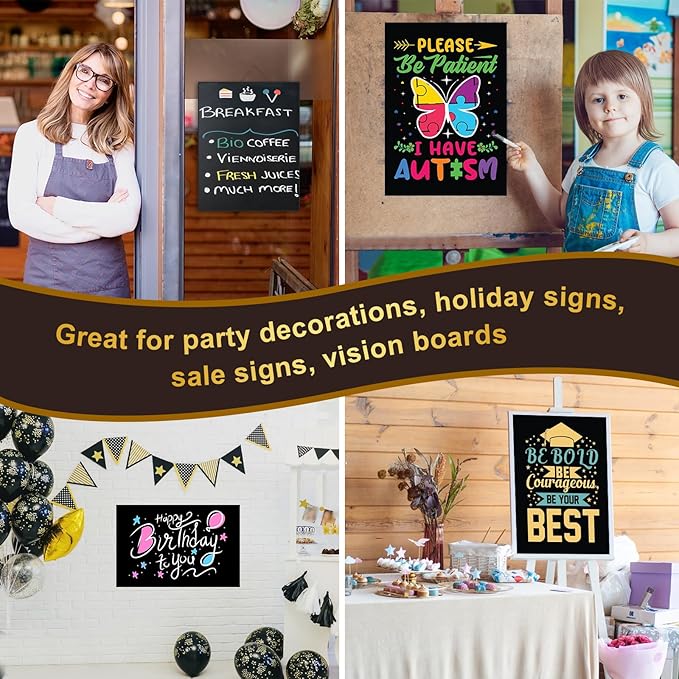 25 Pcs Black Poster Board Paper 11x14, ROOKEA Vision Boards Posterboard Bulk for School Projects Classroom Arts Craft Presentations Drawing Scrapbooking Blank Graphic Display
