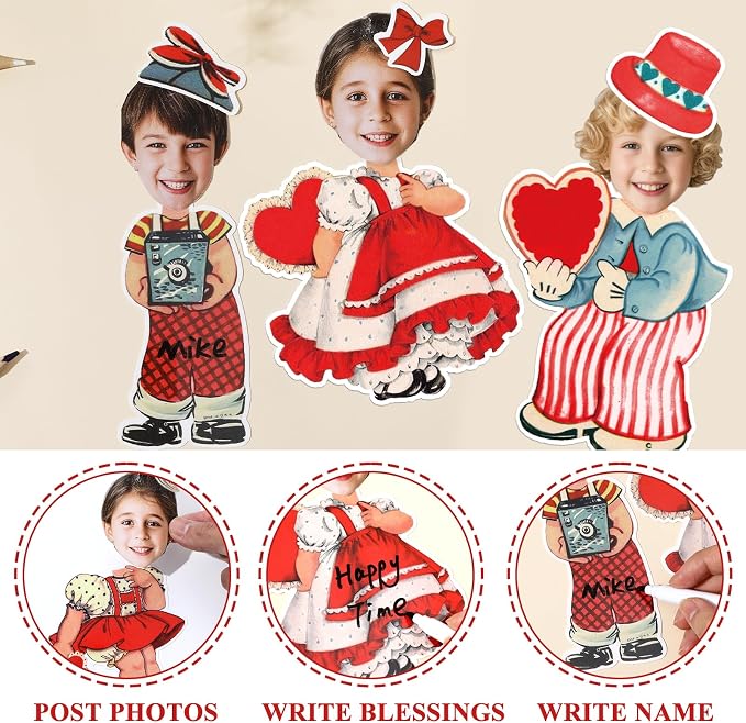 60pcs Vintage Valentine's Day Cutouts Valentines Day Decorations Retro Photo DIY Craft Cutouts Happy Valentine Classroom Bulletin Board Decoration for Home School Office Wall Door Party Supplies
