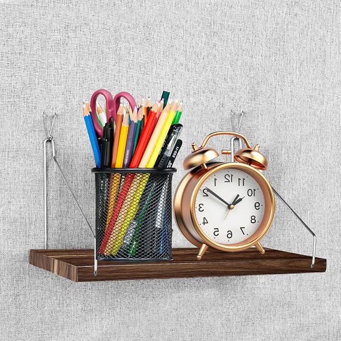 Fabric Wall Cubicle Shelf with Hooks for Work Decor, 11.8''x6'' Wooden Cubicle Organizer Storage Shelf with Hangers Cubicle Accessories for Office & Women Men Desk（2 Pack ）