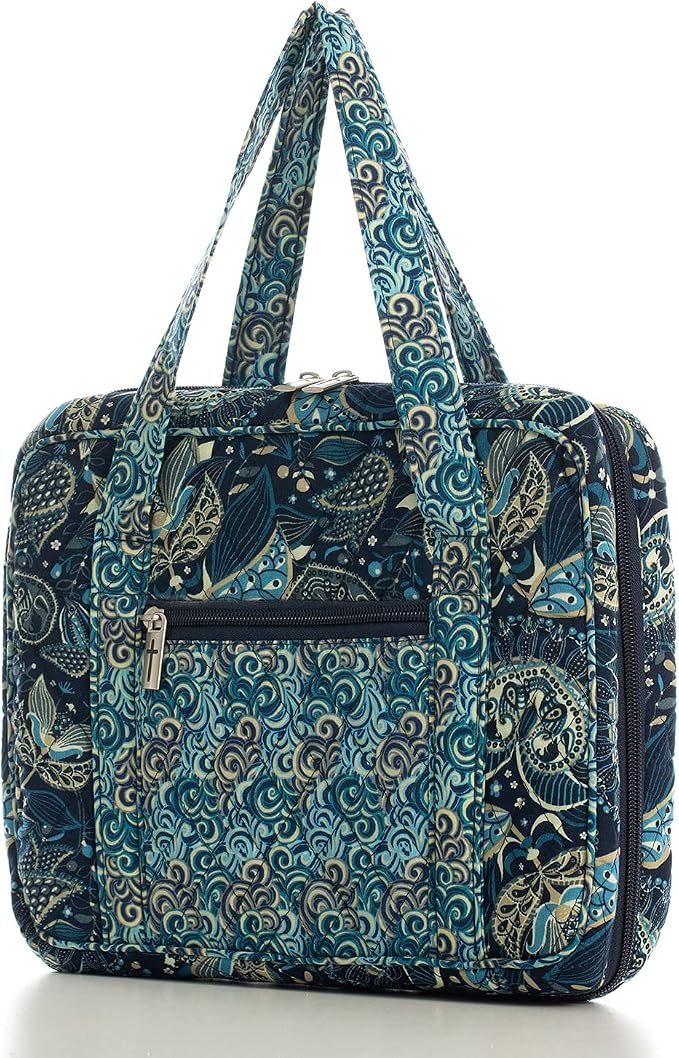 DIWI Quilted Bible Cover Large Sizes 10 X 7 X 2.75 Inches Bible Tote Good Book Case (L, C2 Royal Blue)