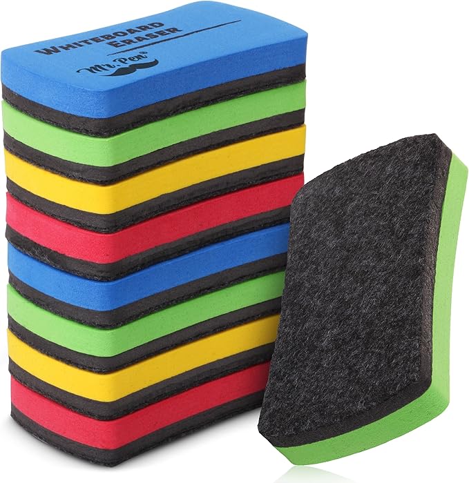 Mr. Pen- Magnetic Dry Erase Erasers, 4" x 2", 8 Pack, Assorted Colors, Magnetic Whiteboard Dry Erase Erasers Bulk for Kids, Teachers, Students and Classroom Supplies