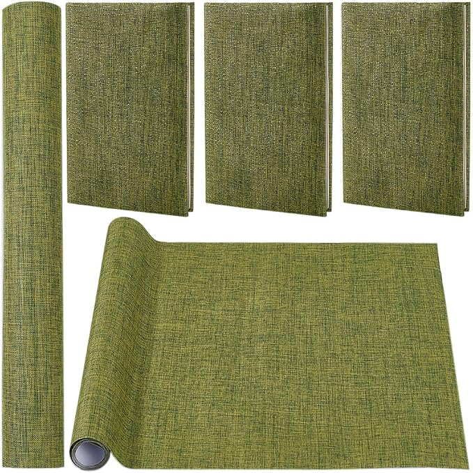 CRASPIRE 51 x 11.8 Linen Book Cloth Olive Books Binding Fabric Surface Paper Backed Bookcover Densely Woven Cloth Album Scrapbooking Archival Covering Protector Bookcloth Bookbinding Supplies