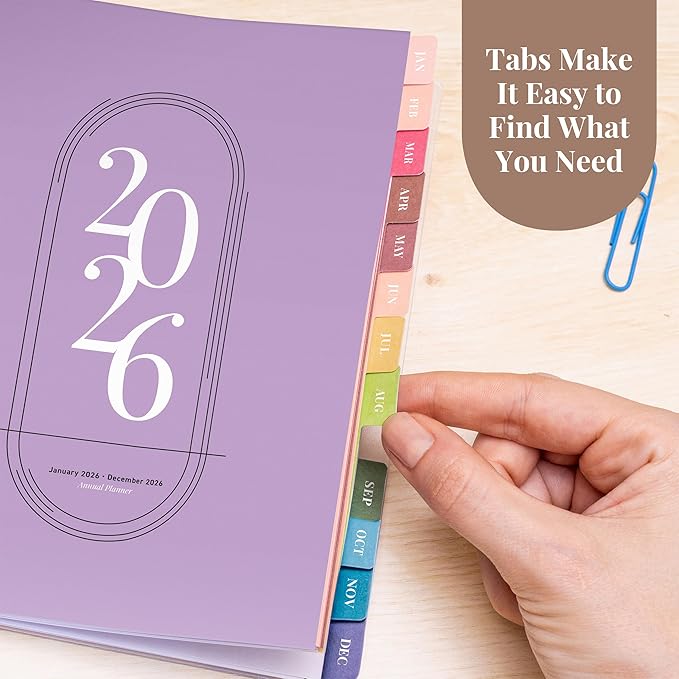 Rileys 2026 Planner, Agenda Planner With Weekly And Monthly View, Daily Agenda Book And Yearly Planners Calendar Book, Spiral Bound With Tabs, Notes, Goals And Holidays (Lilac, 8 x 6 in)
