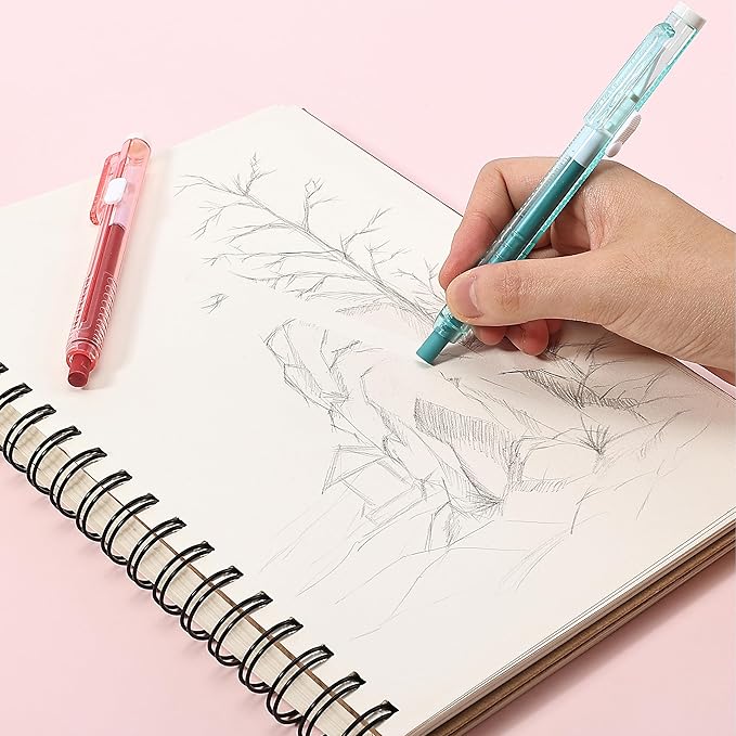 Mr. Pen- Retractable Mechanical Eraser Pens, 6 Pack, Vintage Colors, Latex-Free Precision Pencil Erasers for Artists, Students, Drawing, Sketching & Drafting