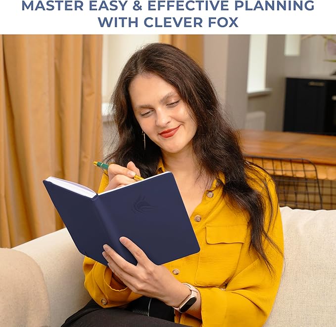 Clever Fox Planner Schedule – Undated Weekly & Monthly Life Planner with Time Slots, Appointment Book & Daily Organizer, A5 (Dark Blue)