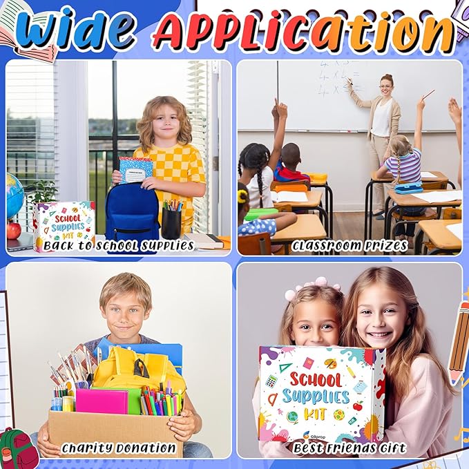 Gilprop 79 Pcs Christmas Gift Box for K-5 Elementary Middle Kit Bundle Bulk Essential for Operation Charity Xmas Gift(Navy Blue)