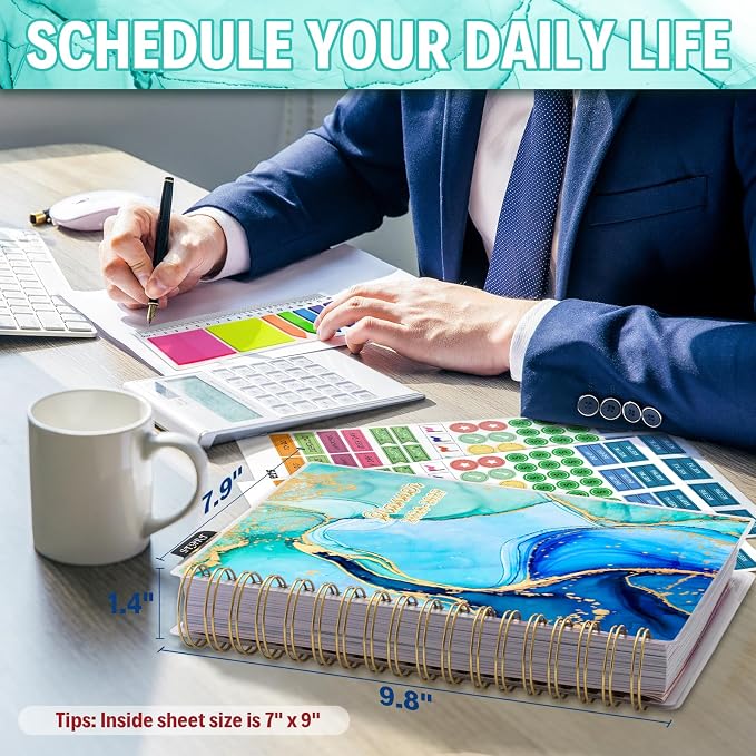 Planner 2026-2027, Large 18 Months Academic Daily Weekly Monthly Planner Yearly Agenda Jan. 2026–June. 2027, 7.9" x 9.8", Page Tabs, Separator Page, Pocket Folder, Bookmark, Stickers, Sticky Note Set